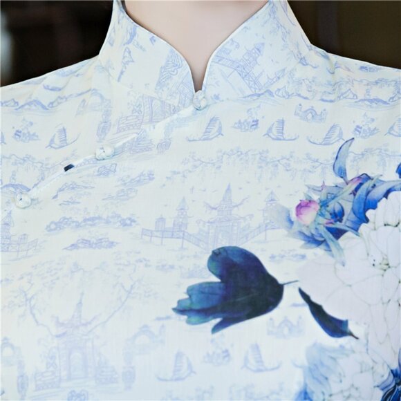 NWT Ethnic Style Ao Dai Vietnamese Dress Short Sleeve Qipao, Chinese Cheongsam M - Picture 7 of 12